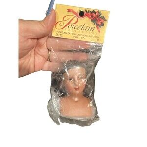 Mangelsens Porcelain Doll Head & Hands Dark Skin Black Vintage Deadstock Rare